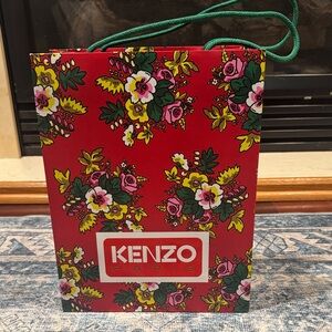 Kenzo Red Floral Gift Bag with Green Accents